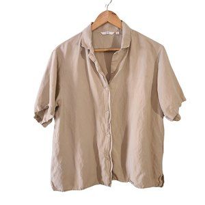 Uniqlo Women Linen Blend Button-Down Short-Sleeve Shirt